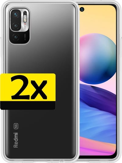 Hoesje - 2 Stuks - Geschikt voor Xiaomi Redmi Note 10 5G - Sterk & Shockproof - Case Siliconen - Back Cover - Telefoon Hoes - Telefoonhoesjes - Transparant