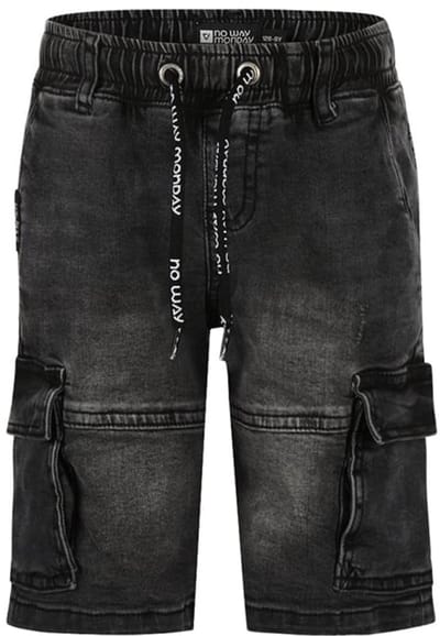 No Way Monday-Jongens Jeans korte broek-Zwarte jeans