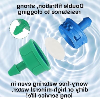 60 Stuks 2L Drippers met Drukcompensatie, Zelfreinigend en Anti-Verstopping voor Tuinpotten en Plantenirrigatie Systemen