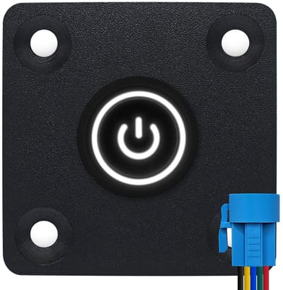 ProRide Metalen drukschakelaar Inbouwpaneel 12V ON-OFF - 16mm - met Aansluitkabel - 12V/24V - LED indicatie Wit