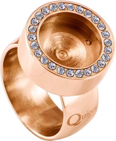 Quiges - RVS Dames Mini Munt Ring Rosegoudkleurig met Zirkonia - SLSR00519 - Maat 19