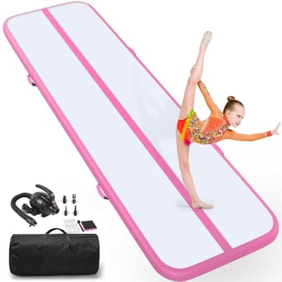 Air Gymnastiek Tumbling Mat, 2,0 m/3,0 m/4,0 m/6 m opblaasbare track mat voor thuis/outdoor training, 4/8 inch dikke gymnastiekmat met elektrische pomp voor kinderen en volwassenen