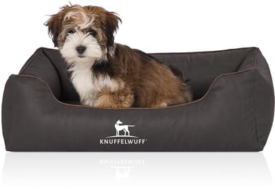 Knuffelwuff orthopedisch Hondenbed Rockland van kunstleer M-L 85 x 63cm zwart