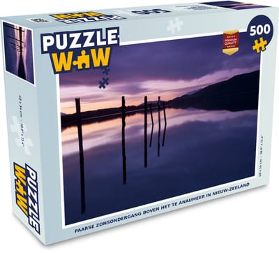 Puzzel Paarse zonsondergang boven het Te Anaumeer in Nieuw-Zeeland - Legpuzzel - Puzzel 500 stukjes