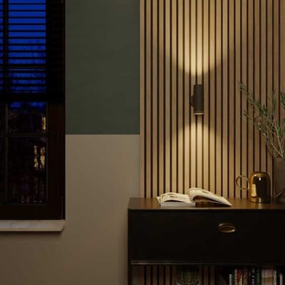 Blenda LED Wandlamp - 8 Watt 690 Lumen - IP44 Waterdicht - GU10 vervangbare lichtbron - 4000K neutraal wit - Dimbaar - Binnen en buiten - Up & Down Light - Zwart