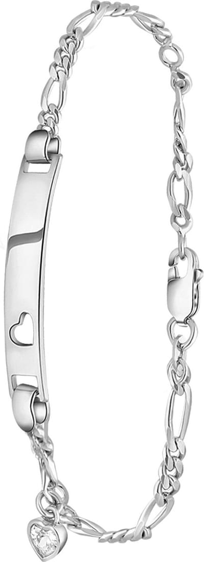 Lucardi Dames Plaatarmband hanger hart - Echt Zilver - Armband - Cadeau - 18 cm - Zilverkleurig