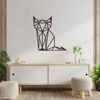 Geometrische Wanddecoratie Vos - Geometrische Muurdecoratie Vos - Geometrische Vos - Muurdecoratie Hout - Wanddecoratie Hout - Muurdecoratie Woonkamer - Wanddecoratie Woonkamer - Wanddecoratie Industrieel - Wanddecoratie Dieren - 60.5 x 59 cm