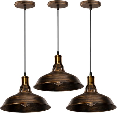 Set van 3 Hanglamp Binnen Industrieel Kroonluchter E27 Plafondlamp voor Slaapkamer Woonkamer Keuken Bronzen