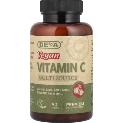 Deva, vitamine C végane, multi-sources, 90 comprimés