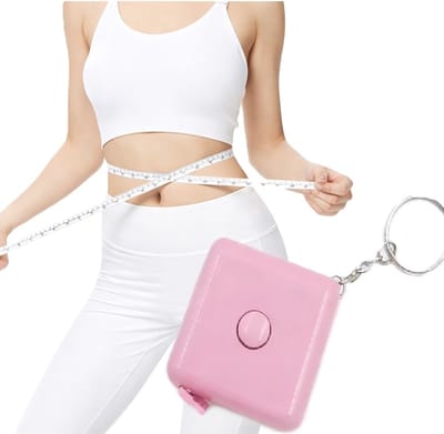 Meetlint Sleutelhanger 150 cm / 60 inch – Uittrekbare Rolmeter – Lichaam Meetlint – Flexibel & Compact – Dubbelzijdig – Roze