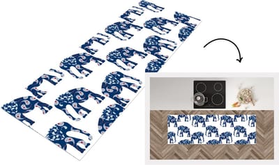 Keukenloper - Loper keuken - Olifant - Dier - Patroon - 150x50 cm - Keukenloper vinyl