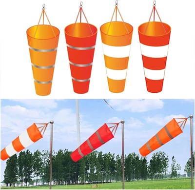 Windzak Outdoor - Weerwijzer Windmeter - Windcondities Meten - Reflecterende Riem - 60 80 100 cm - Oranje Grijs