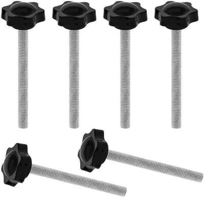 Set van 6 M10 Handknoppen met Schroef voor Versterking en Bevestiging, Zwart Grip voor Diverse Toepassingen