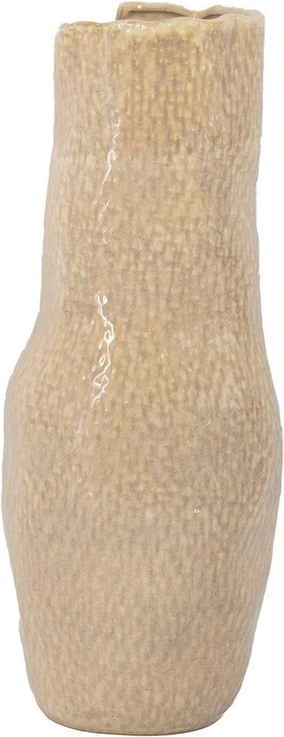 HomeBound by KY | Aardewerk vaas zand | 15x15x33,5cm | bloemenvaas keramiek off-white