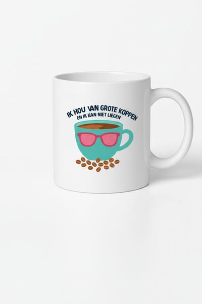 Koffiemok "Ik hou van grote koppen en ik kan niet liegen" - Cadeau voor Koffieliefhebbers