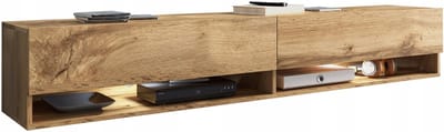 Bratex A180 - TV-meubel - 180 cm breed - Mat Wotan Eiken - Gefreesd Golfpatroon - Hangend of Staand