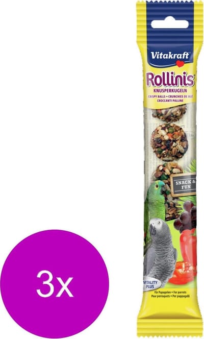 Vitakraft Rollinis Papegaai - Vogelsnack - 3 x 48 g