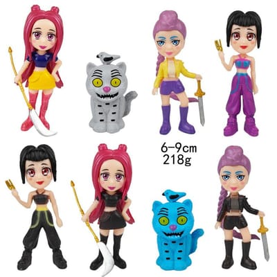 Figurine d'Action Kpop Chasseurs de Démons Figurine Dessin Animé Chasseurs Tigre Rumi/Mira/Zoey PVC Décoration de Bureau Modèle Poupée Jouet Cadeau pour Enfants beige