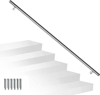 Trapleuning Roestvrij Staal - Balustrade Muurbeugel - Veilige Toegang Creëren - Verstelbare Hoek - 150 cm - Zilverkleurig