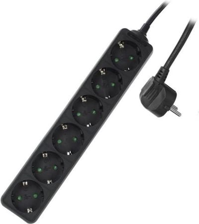 ACT Stekkerdoos zwart – 6-voudig – 3 meter kabel – AC2460