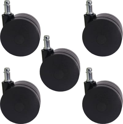 Set van 5 universele wielen T533, bureaustoelwielen, 150 kg draagvermogen, zware uitvoering Ø 11mm