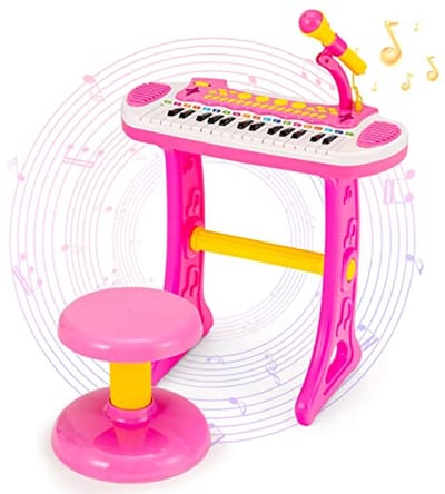 Kinder Keyboard Set - Elektronisch Piano Speelgoed - Muziek Leren Spelen - Met Microfoon Opnamefunctie - 31 Toetsen - Roze