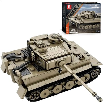 Reobrix - 77031 Tiger Tank bouwset | World of Tanks Edition | WW2 Army auto constructie modelbouw | Educatief militair & leger speelgoed bouwpakketten voor kinderen & volwassenen | Schaal 1:28 | Blok formaat 4.9mm | 1140 bouwstenen