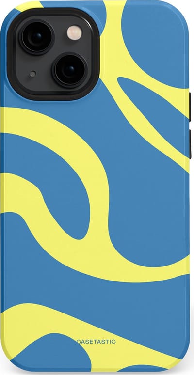 Casetastic hoesje geschikt voor Apple iPhone 13 mini - MagSafe - Dubbellaagse bescherming - Blauwe Gele Zee Stranden - Fashion Case - Lavendel Goud Lichtblauw
