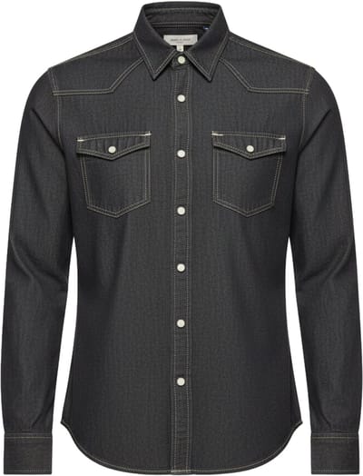 OMBRE Overhemd - Regular Fit - Katoen - Lange Mouw Zwart S