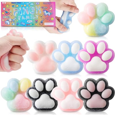 Happy Trendz® Squishy 3 stuks Cat Paws anti-stress kattenpoot squishy speelgoed voor kinderen en volwassenen (3 Stuks) mix kleuren geleverd