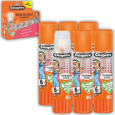 Transparante lijmstiften, zelfklevend en gerecycled kunststof - 6 stuks