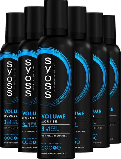 Syoss Volume - Haarmousse - Styling, Verzorging en Herstel - Vochtbestendig - Beschermt Tegen Schade - Intens Volume - 24u Style-controle - Voordeelverpakking - 6x250 ml