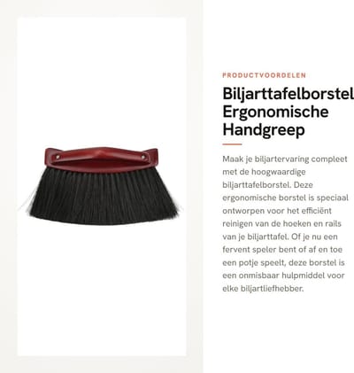 Dailygoods- Biljartborstel Ergonomische Handgreep - Pooltafelborstel - Reinigingsborstel - PVC/Grenenhout - Wijnrood/Zwart - Efficiënte Reiniging