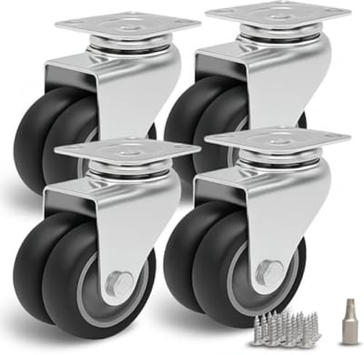 Transportwielen voor meubels - 50 mm zwenkwielen dubbel - 4 stuks