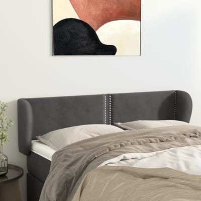 vidaXL - Hoofdbord - met - randen - 147x23x78/88 - cm - fluweel - donkergrijs