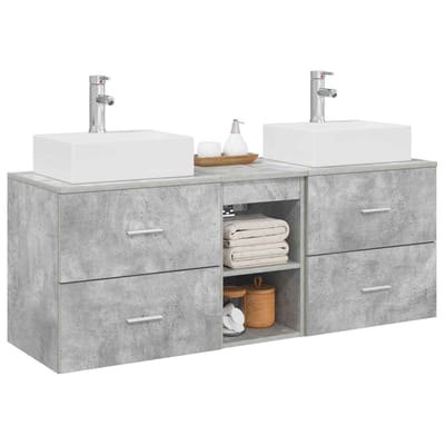 vidaXL - Badkamerkast - set - 3 - st - Betongrijs - 129 - x - 41 - x - 79,5 - cm