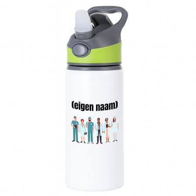 Hacebo® - doktoren team met eigen naam waterfles met rietje groen - Dokter - iemand die dokter is - ziekenhuis - zuster - verjaardag - cadeau - kado - water fles - 650ML