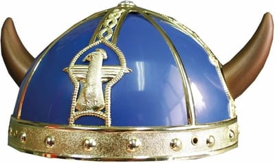 Gallier/vikingen verkleed helm met hoorns - blauw - Carnaval verkleed hoeden - volwassenen