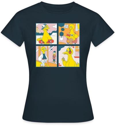 Sesamstraat Bibo Striptegels T-Shirt Dames