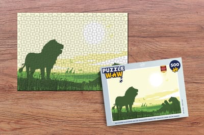 Puzzel Een groene illustratie van een Afrikaanse safari met verschillende wilde dieren - Legpuzzel - Puzzel 500 stukjes