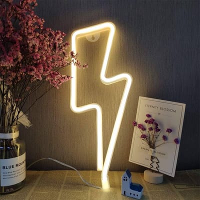 ZoeZo Neon Wandlamp Bliksem - Neon verlichting - Sfeerverlichting - LED lamp - Neonlicht - Neon Sign - Geel