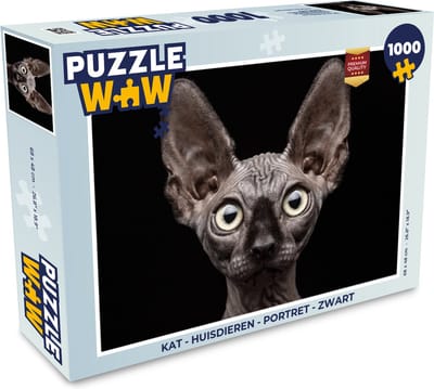 Puzzel Kat - Huisdieren - Portret - Zwart - Legpuzzel - Puzzel 1000 stukjes volwassenen