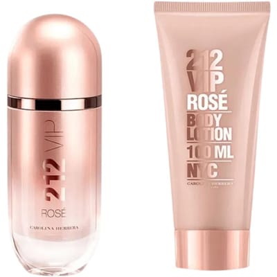 Set Carolina Herrera: 212 VIP Rose, Eau De Parfum, Voor Vrouwen, 80 ml + 212 VIP Rose, Hydraterende, Bodylotion, 100 ml