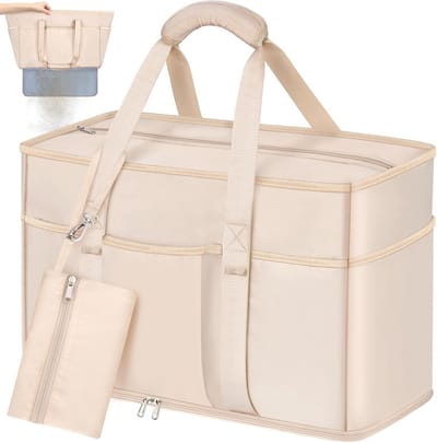 Grote Strandtas XXL 45L Vouwbare Reistas met Meerdere Compartimenten, Ideaal voor Vakantie en Dagjes Uit, Nylon Weekender Tas met Rits en Binnenvak