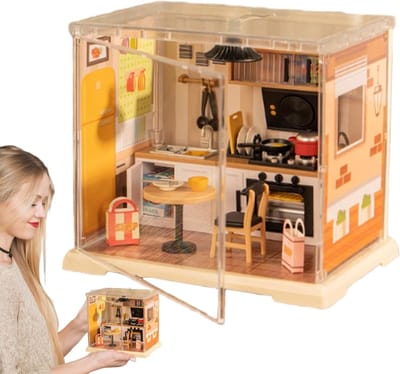 Mini Huis Bouwpakket - Miniatuur Huis - Creatief Knutselen - Zonder Lijm - 20 x 20 x 10 cm - Keuken