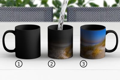 Magische Mok - Foto op Warmte Mokken - Koffiemok - Duin - Zonsondergang - Horizon - Strand - Gras - Magic Mok - Beker - 350 ML - Theemok