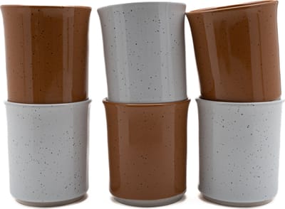 Kade 171 Lilly koffiekopjes 6 stuks 150 ml - keramiek wit en bruin