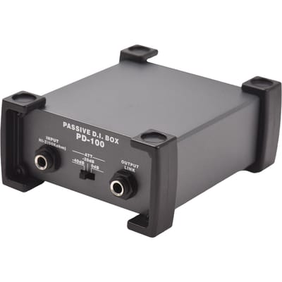 Unité DI-Box Passive 1 Canal Éliminateur de Ronflement Instrument 1/4   Boîte de Direct vers XLR Professionnelle noir