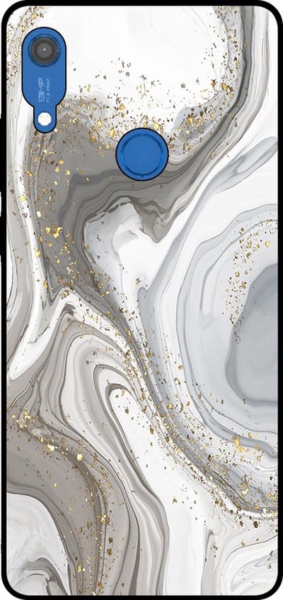 Smartphonica Telefoonhoesje Geschikt voor Huawei Y6S met marmer opdruk - TPU backcover case marble design - Zilver geschikt voor Huawei Y6S
