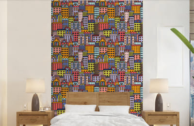 Behang - Fotobehang Huis - Regenboog - Patroon - Breedte 140 cm x hoogte 220 cm